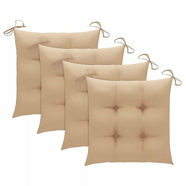 Stuhlkissen 4 Stk. Beige 50x50x7 Cm Stoff günstig online kaufen