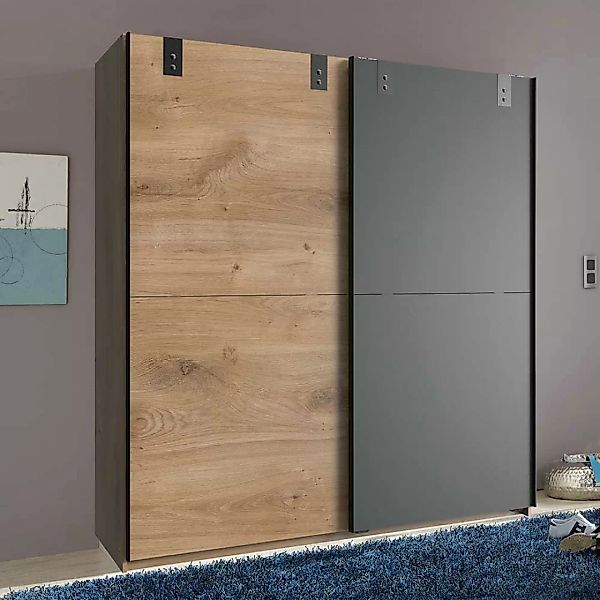 Schiebetürenschrank Schlafzimmer im Industry und Loft Stil 180 cm breit günstig online kaufen