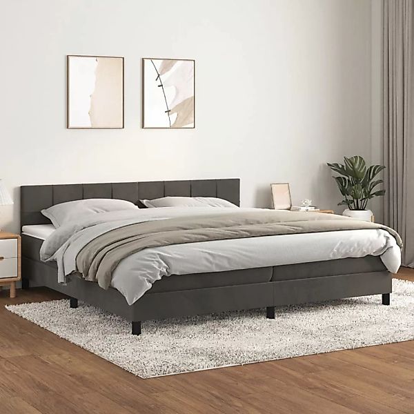 Vidaxl Boxspringbett Mit Matratze Dunkelgrau 200x200 Cm Samt günstig online kaufen