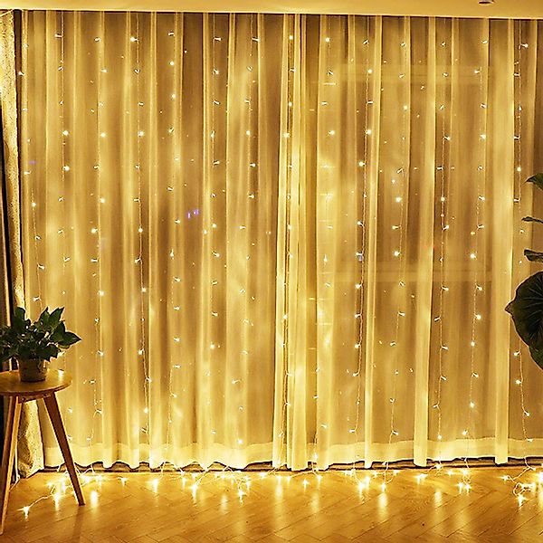 Rosnek LED-Lichtervorhang 300 LED Lichternetz Lichtervorhang günstig online kaufen