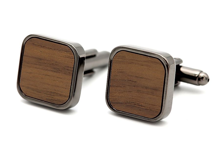 NaturSchatulle Manschettenknöpfe Holz Klassik Eckig (schwarz günstig online kaufen