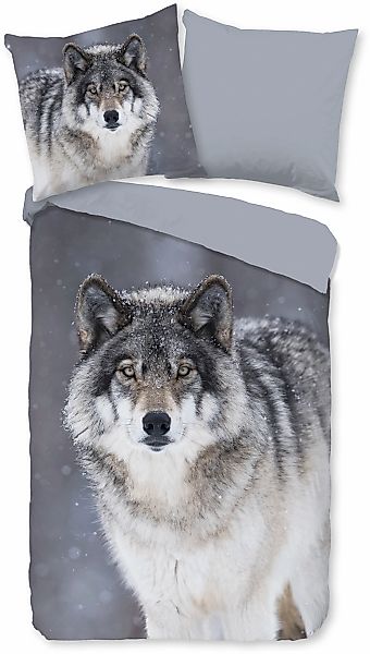 good morning Wendebettwäsche "Wolfie" 3 Stk. tlg. Flanell, Biber, Winter, W günstig online kaufen
