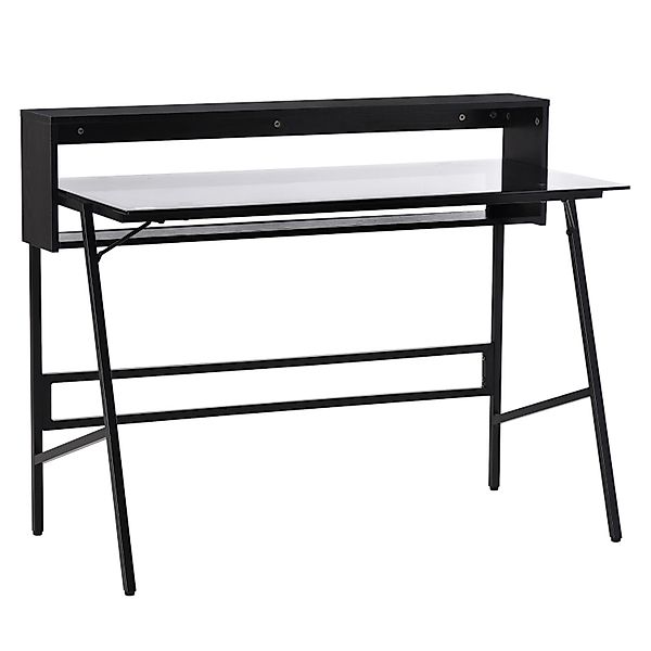 HOMCOM Schreibtisch mit 2 Ablagen Stahl Schwarz Grau 115 x 55 x 90 cm günstig online kaufen