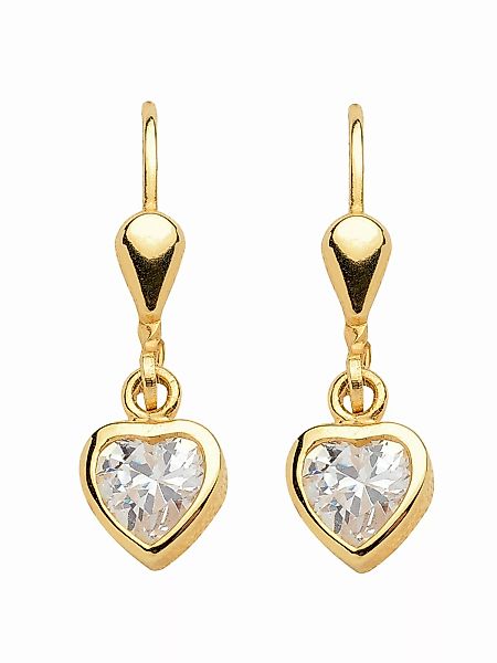 Adelia´s Paar Ohrhänger "333 Gold Ohrringe Ohrhänger Herz mit Zirkonia", mi günstig online kaufen