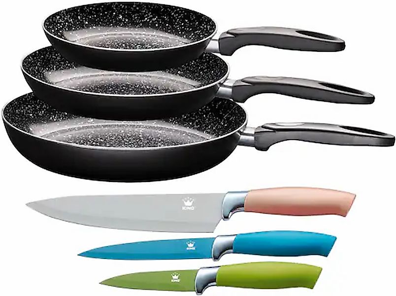 KING Pfannen-Set, Aluminium, (Set, 6 tlg., 3 Pfannen, 3 Messer), Induktion, günstig online kaufen