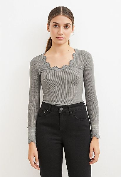rosemunde Langarmshirt "Benita Silk Blouse" Langarm, mit Spitze, feminin, b günstig online kaufen