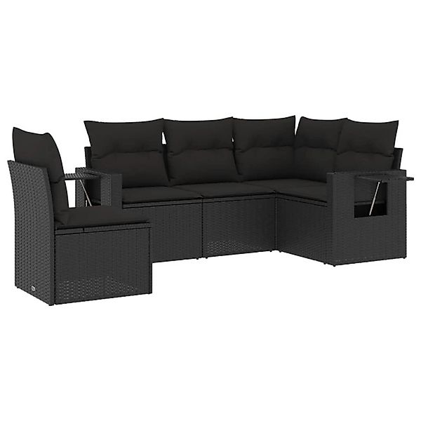 vidaXL 5-Tlg Garten-Sofagarnitur mit Kissen Schwarz Poly Rattan 3252502 günstig online kaufen