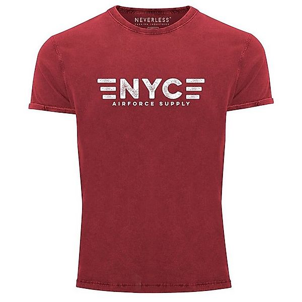 Neverless Print-Shirt Herren Vintage Shirt Aufdruck NYC New York City Airfo günstig online kaufen