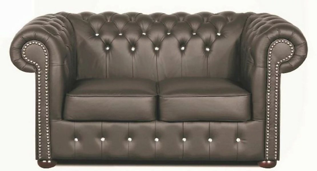 Casa Padrino Chesterfield-Sofa Chesterfield Echtleder 2er Sofa in dunkelgra günstig online kaufen