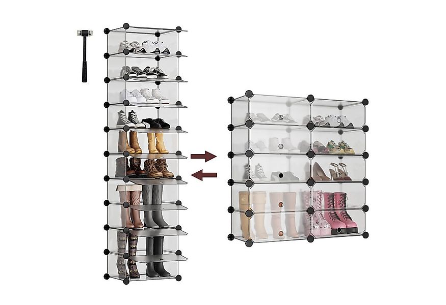 Sekey Schuhregal Platzsparendes Schuhregal mit Stecksystem – 10 Ebenen, Hoc günstig online kaufen