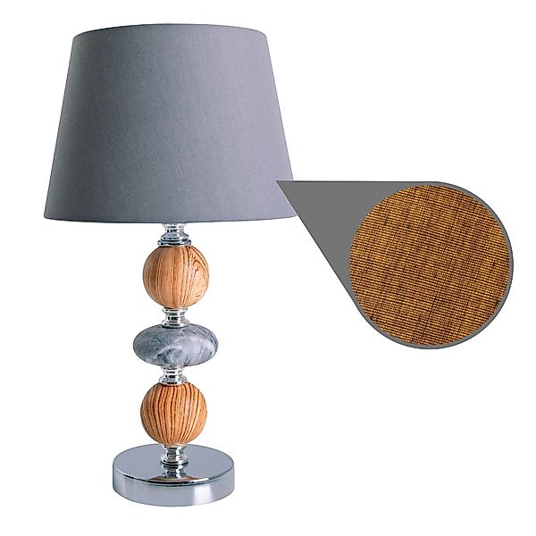 Tischleuchte Araga, grau/chrom/holzfarben günstig online kaufen