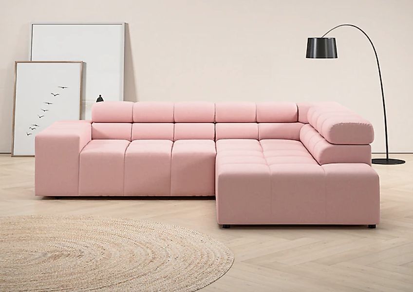INOSIGN Ecksofa "Ancona, incl. Kopfteilverstellung + 3 Zierkissen, L-Form, günstig online kaufen
