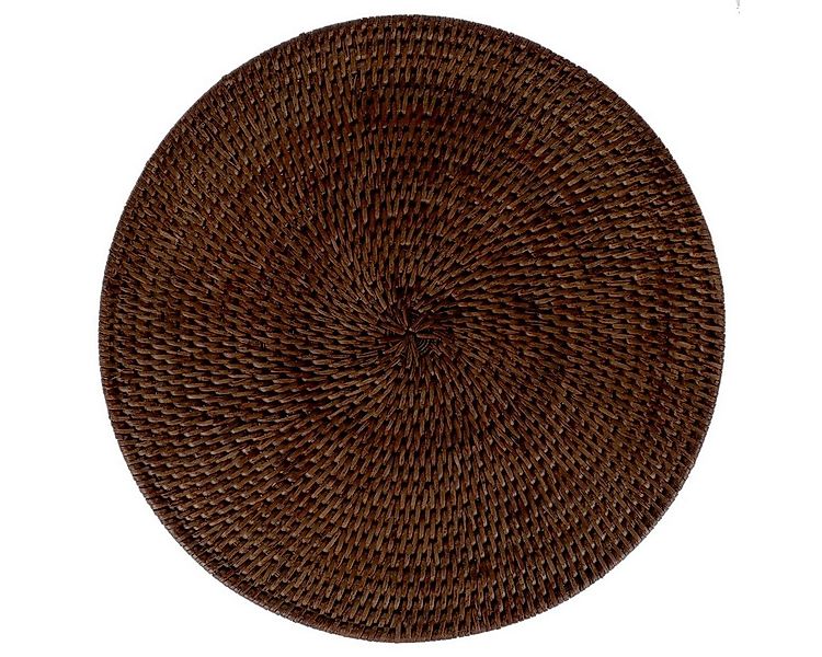 fiolini Platzset / Tischset Rattan Rund Ø 33 cm, Braun, Handgefertigt günstig online kaufen