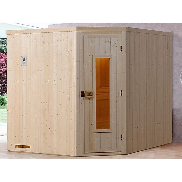 Weka Element-Ecksauna Varberg 3 Sparset 7,5 kW OS Holztür günstig online kaufen