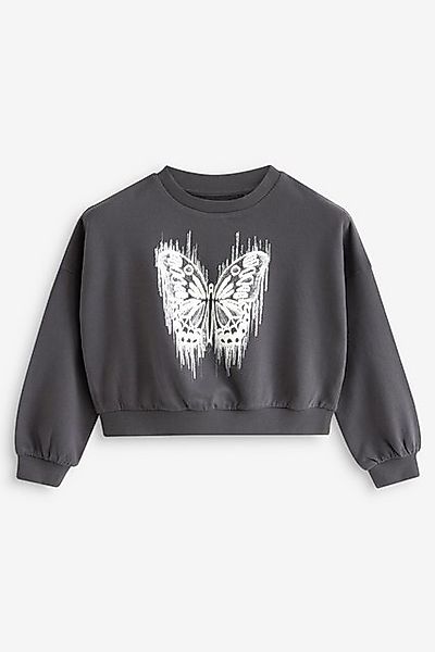 Next Sweatshirt Kastiges Sweattop mit Paillettenschmetterling (1-tlg) günstig online kaufen