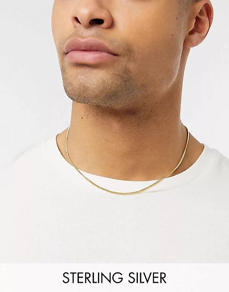 ASOS DESIGN – Kurze Halskette aus Sterlingsilber mit 14-karätiger Vergoldun günstig online kaufen