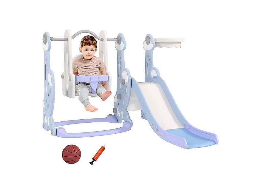 AIYAPLAY Rutsche 4-in-1 Kinderrutsche mit Schaukel Basketballkorb Kletterge günstig online kaufen