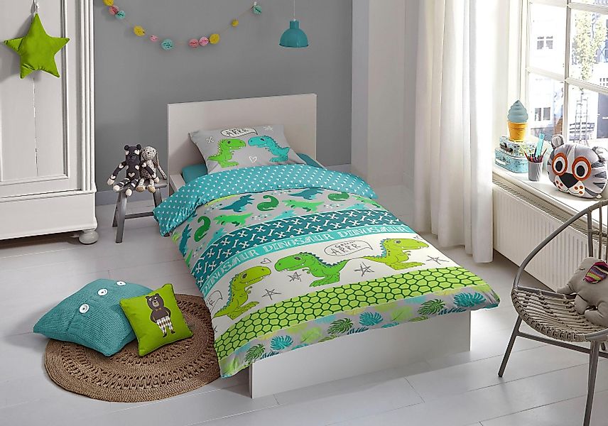 good morning Kinderbettwäsche Dinosaur, Renforcé, 2 günstig online kaufen