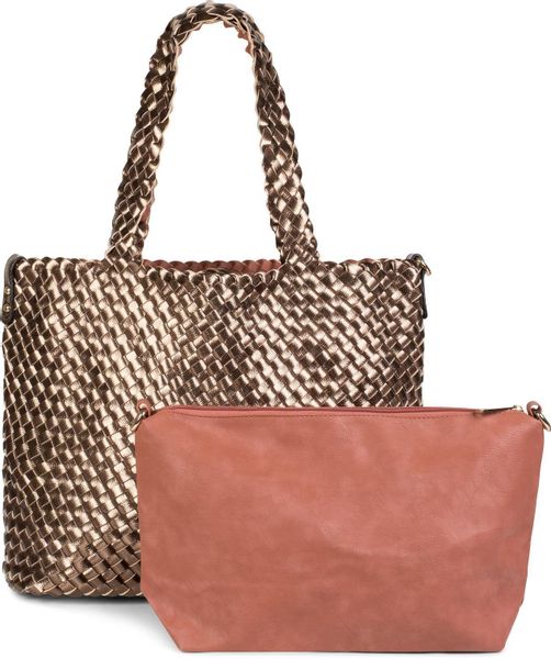 styleBREAKER Schultertasche Große XXL Wendetasche geflochten günstig online kaufen