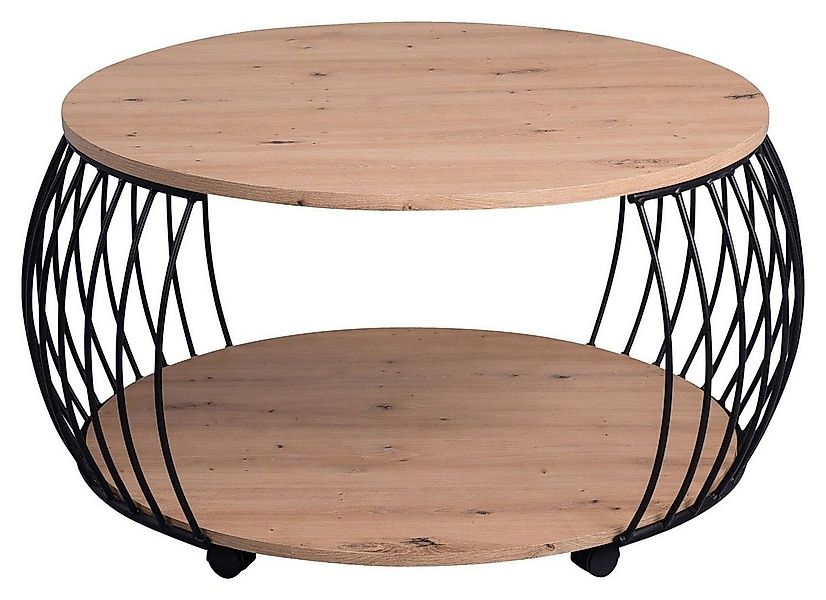 M2 Kollektion Couchtisch PEKING, Ø 80 cm, mit Rollen, mit Ablage, Artisan E günstig online kaufen