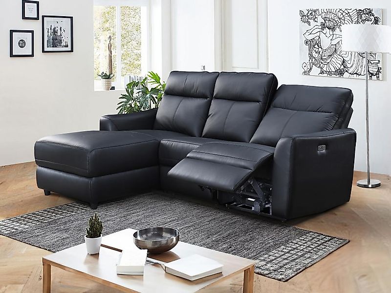 Eckrelaxsofa elektrisch - Ecke links - Leder - Schwarz - ISPICA günstig online kaufen