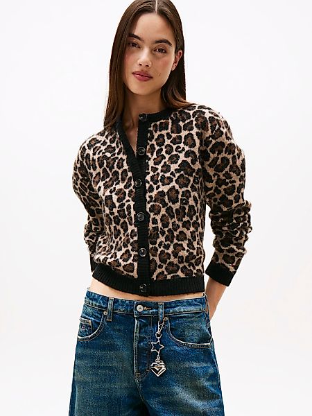 Tommy Jeans Strickjacke "TJW LEOPARD CARDIGAN", mit Leo Strickmuster günstig online kaufen