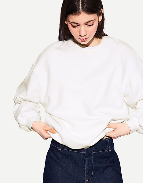 Bershka Oversize-Sweatshirt Mit Seitentaschen Damen S Grbrochenes Weiss günstig online kaufen