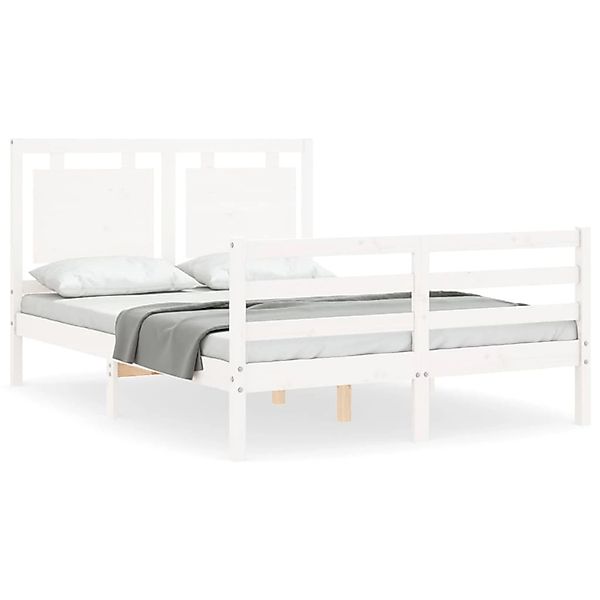 vidaXL Massivholzbett mit Kopfteil Weiß 3194022 günstig online kaufen