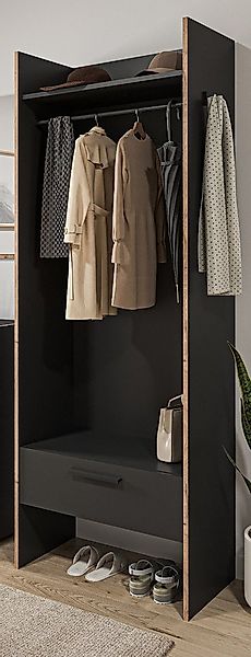 Inn.Furn Kompaktgarderobe Salud (Flurgarderobe in Basalt Grau mit Eiche, 70 günstig online kaufen