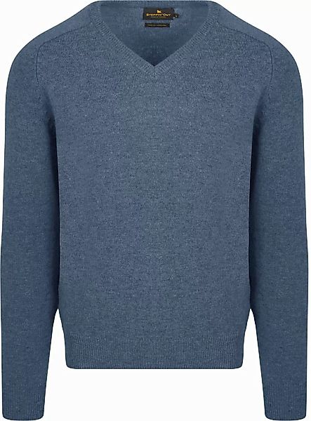 Steppin' Out Pullover V-Ausschnitt Lammwolle Mid Blau - Größe S günstig online kaufen