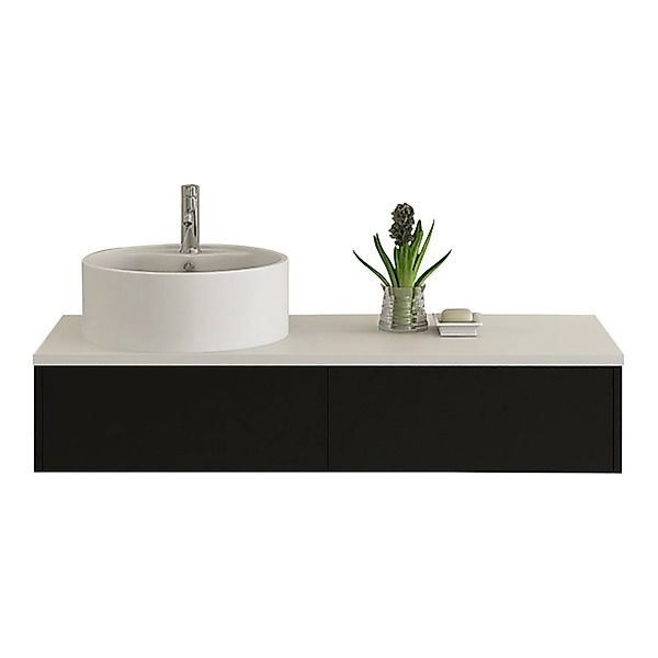 Jet-Line Badset Biel Schwarz Hochglanz 120 cm Waschbecken und Unterschrank günstig online kaufen