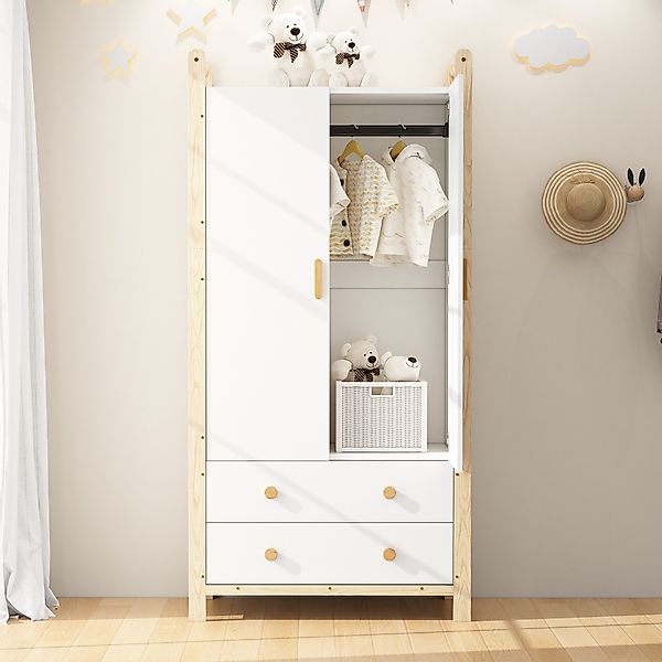 Ulife Kleiderschrank 2-türiger Garderobe mit Kleiderstange günstig online kaufen