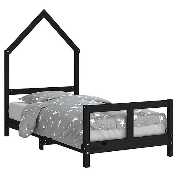 vidaXL Kinderbett, Jugendbett Schwarz 80x160 cm Massivholz Kiefer günstig online kaufen