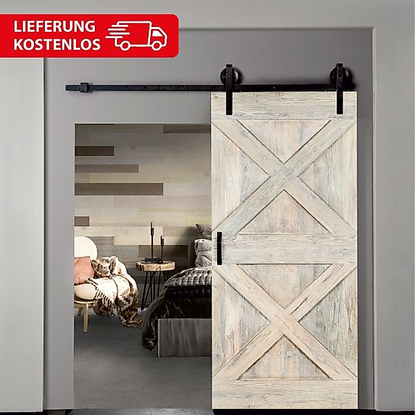 INDO Schiebetür Premium Holzschiebetür Scheunentor, 100x215 günstig online kaufen