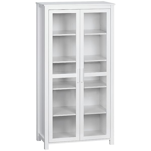 HOMCOM Küchenschrank Hochschrank Küchenbuffet mit 2 Glastüren Esszimmerschr günstig online kaufen