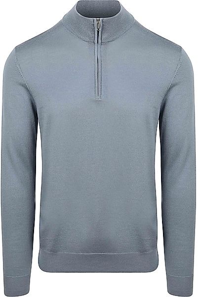 Profuomo Half Zip Pullover Merinowolle Blau - Größe M günstig online kaufen