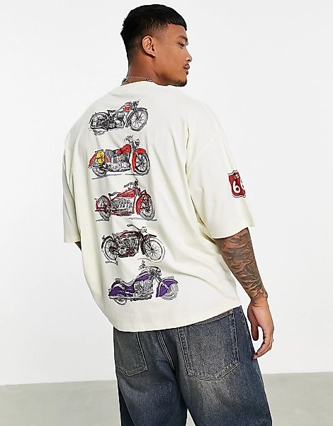 ASOS DESIGN – Oversized-T-Shirt in Stein mit „Route 66“-Print-Neutral günstig online kaufen