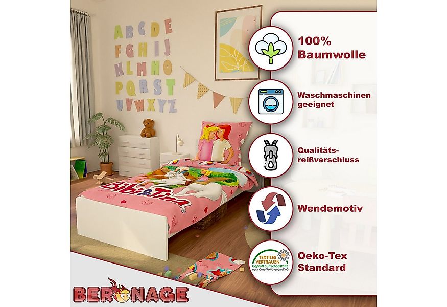 BERONAGE Kinderbettwäsche Bibi und Tina Herz Bettwäsche Linon / Renforcé, B günstig online kaufen