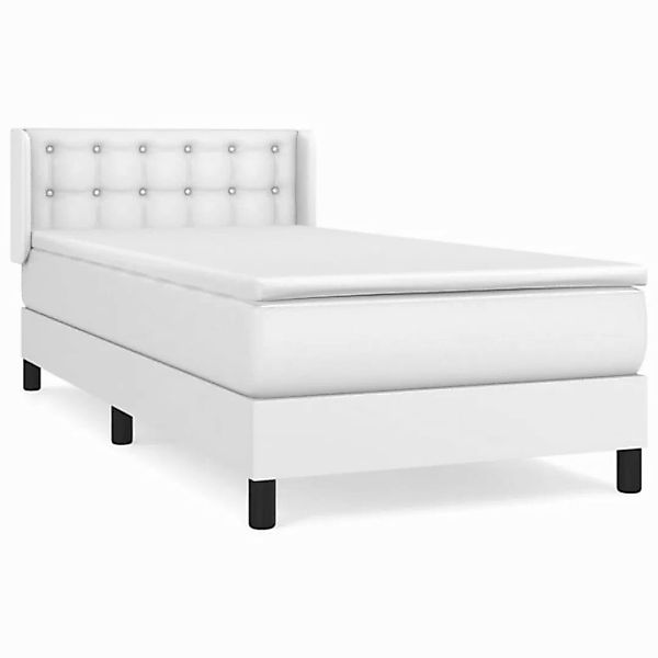 vidaXL Boxspringbett, Boxbett mit Matratze Weiß 90x200 cm Kunstleder günstig online kaufen