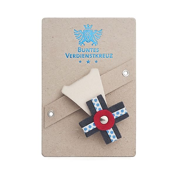 Buntes Verdienstkreuz aus Filz creme-graublau günstig online kaufen