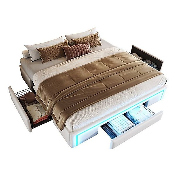 OKWISH Polsterbett Kinderbett Stauraumbett (180x200 mit LED & Schubladen oh günstig online kaufen