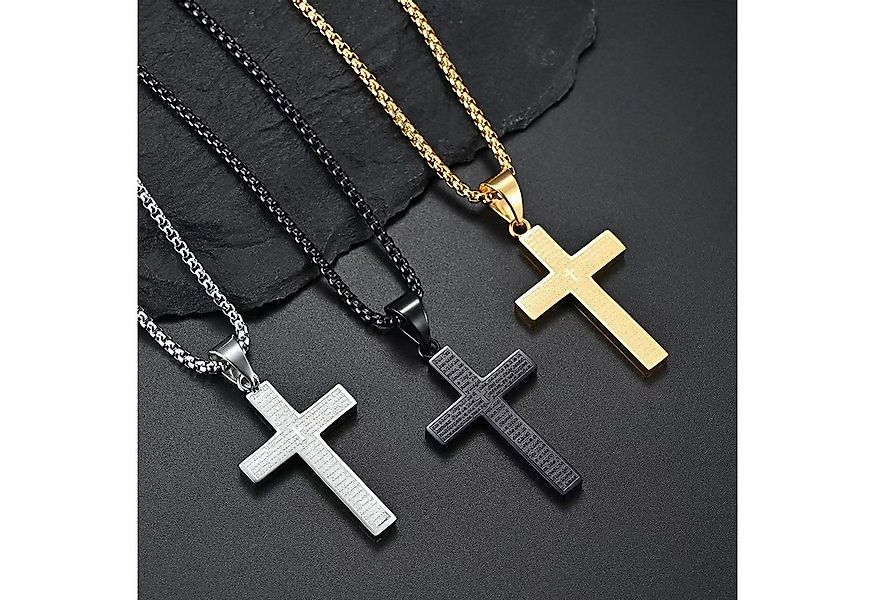 KARMA Edelstahlkette Halskette Herren mit Kreuz Silber Schwarz oder Gold Kr günstig online kaufen
