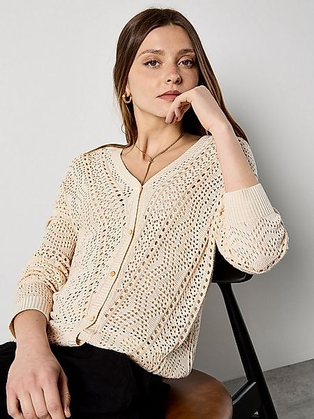 Apricot Cardigan Chevron-Pointelle-Strickcardigan Einfarbig günstig online kaufen