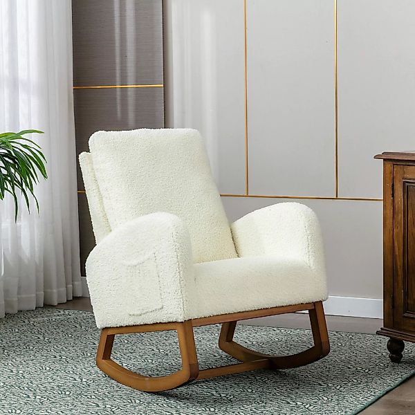 Weicher Schaukelstuhl im Mid-Century Modern-Stil, mit hoher Rückenlehne und günstig online kaufen