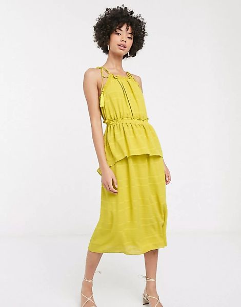 Whistles – Strukturiertes, kariertes, ärmelloses Kleid-Gelb günstig online kaufen