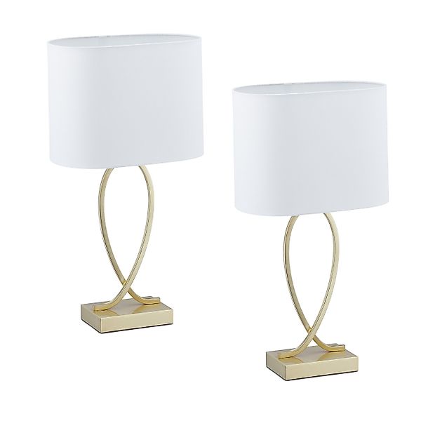 relaxdays Nachttischlampe Tischlampe geschwungener Fuß 2er günstig online kaufen