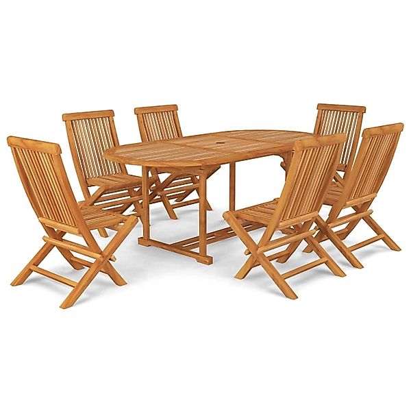 vidaXL 7-tlg Garten-Essgruppe Massivholz Teak Modell 29 günstig online kaufen