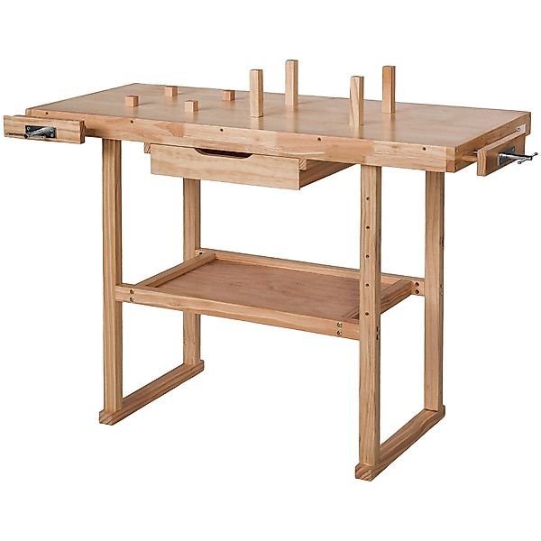 tectake Werkbank Holzwerkbank, mit 2 Schraubstöcken günstig online kaufen