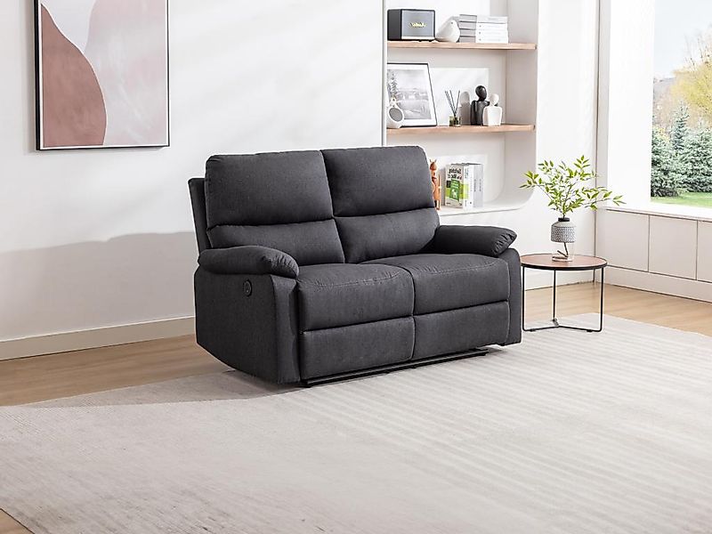 Relaxsofa elektrisch 2-Sitzer - Stoff - Anthrazit - LUNANO günstig online kaufen