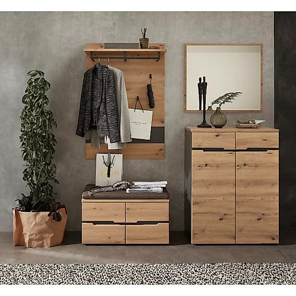 Garderoben Set in Artisan Eiche Nb. mit Graphit MANRESA-36 mit Sitzbank ink günstig online kaufen